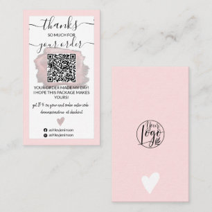 Moderne roze penseelstreek logo Qr-code bedankt Visitekaartje