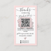 Moderne roze penseelstreek logo Qr-code bedankt Visitekaartje (Voorkant)