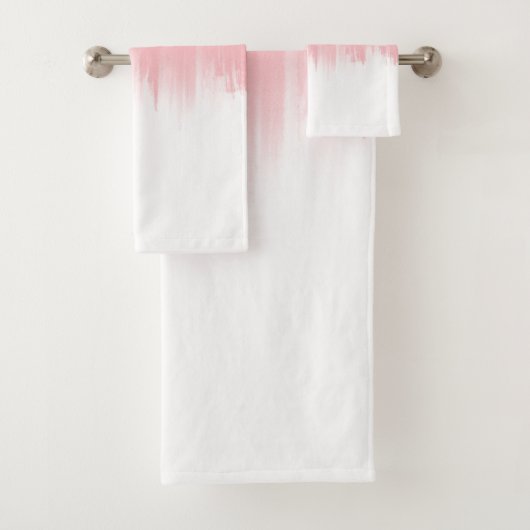 Moderne roze penseelstreken wit ontwerp bad handdoek (Insitu)