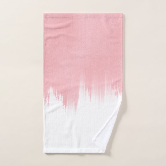 Moderne roze penseelstreken wit ontwerp bad handdoek (Handdoek)