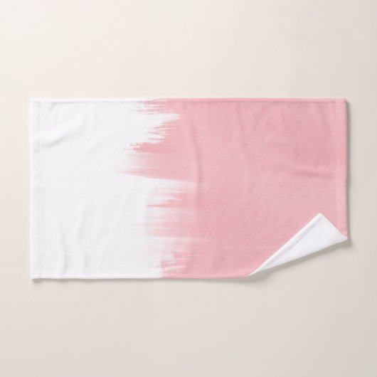 Moderne roze penseelstreken wit ontwerp bad handdoek (Handdoek)