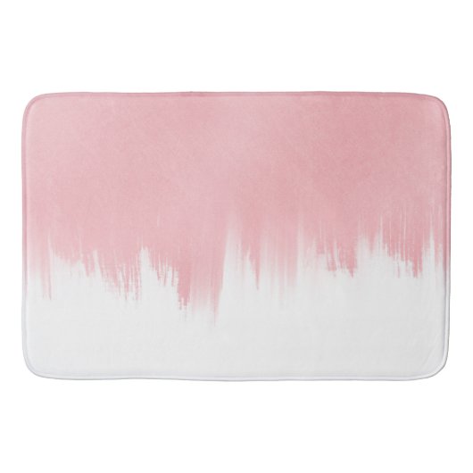 Moderne roze penseelstreken wit ontwerp badmat (Voorkant)