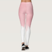 Moderne roze penseelstreken wit ontwerp leggings (Achterkant)