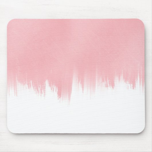 Moderne roze penseelstreken wit ontwerp muismat (Voorkant)
