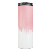 Moderne roze penseelstreken wit ontwerp thermosbeker (Achterkant)
