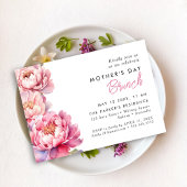 Moderne roze Peonies floral moederdag brunch Kaart