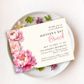 Moderne roze Peonies floral moederdag brunch Kaart