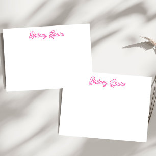Moderne Roze  Persoonlijk Monogram en Naam Notitiekaartje