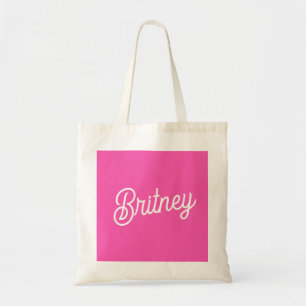Moderne Roze Persoonlijk Monogram en Naam Tote Bag