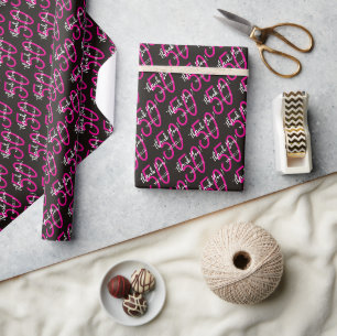 Moderne Roze Persoonlijke Dank Je Verjaardag Cadeaupapier