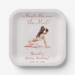 Moderne Roze Pilates Prinses Verjaardagsfeest Papieren Bordje