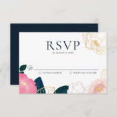Moderne roze pinda's Gold Foil Weddenschap RSVP Informatiekaartje (Voorkant / Achterkant)