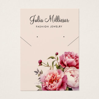 Moderne roze pioen ketting oorbel display kaart