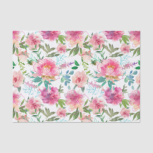 Moderne Roze Pioen Waterverf Bloemendecoupage Tissuepapier