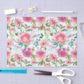 Moderne Roze Pioen Waterverf Bloemendecoupage Tissuepapier (Craft)