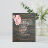 Moderne Roze Pioenroos Bloemen Bruiloft Uitnodigin (Staand voorkant)