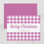 Moderne Roze Plaid Script Kerstmis Briefkaart (Voorkant / Achterkant)