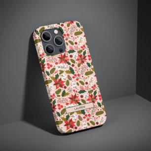 Moderne roze Poinsettia Folk Botanische Naam Patro iPhone 11 Hoesje