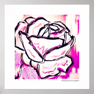 Moderne roze Pop Art Roos Waterverf schilderen Poster