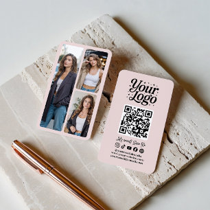 Moderne Roze QR-code Sociale Media-pictogrammen Lo Visitekaartje