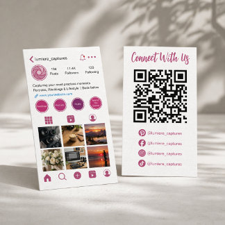 Moderne Roze QR-code voor sociaal media-profiel Visitekaartje