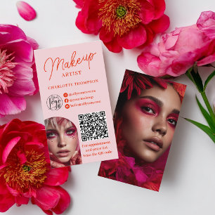 Moderne roze QR-code voor visitenkaartjes van visa Visitekaartje