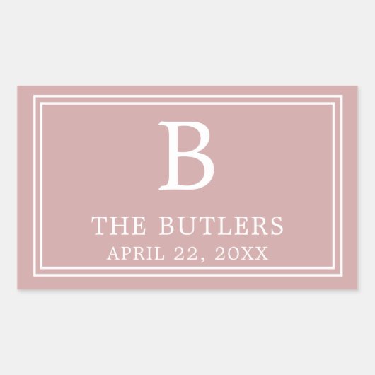 Moderne roze rechthoekige sticker (Voorkant)