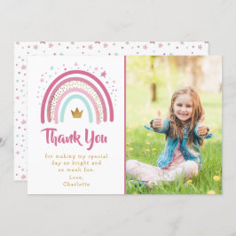 Moderne roze regenboogfeest Dank je wel Kaart