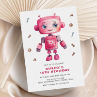 Moderne Roze Robot Meisje Verjaardagsfeestje