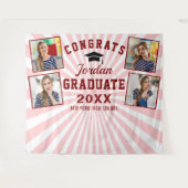 Moderne Roze Rode Afstuderen 4 Fotohokje Achtergro Wandkleed (Voorkant (horizontaal))