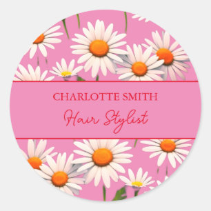 Moderne Roze Rode Daisy Bloemen Ronde Sticker