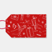 Moderne roze & rode grillige Kerstmis familienaam Cadeaulabel (Achterkant Horizontaal)