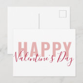 Moderne roze rode Happy Valentijn-dag script Feestdagenkaart (Voorkant / Achterkant)