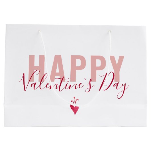 Moderne roze rode Happy Valentijn-dag script Groot Cadeauzakje (Achterkant)
