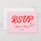 Moderne roze & rode lesbische trouw-RSVP RSVP Kaartje (Voorkant)