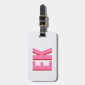 Moderne Roze Rode Schaduw Monogram Adres Telefoon Bagagelabel (Voorkant verticaal)