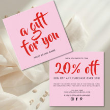 Moderne roze rode script couponkortingkaart