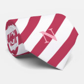 Moderne roze rode strepen Lichtroze monogram Stropdas (Opgerold)