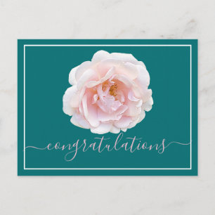 Moderne Roze Roos Botanische Chic Felicitaties Briefkaart