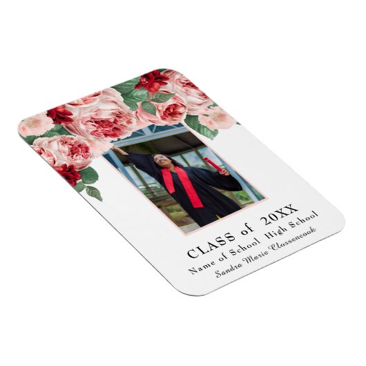 moderne, roze roze afstuderen aankondiging magneet (Rechterzijde)