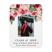 moderne, roze roze afstuderen aankondiging magneet (Verticaal)