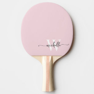 Moderne Roze Roze Op Maat Gemaakte Monogram Naam S Tafeltennisbatje