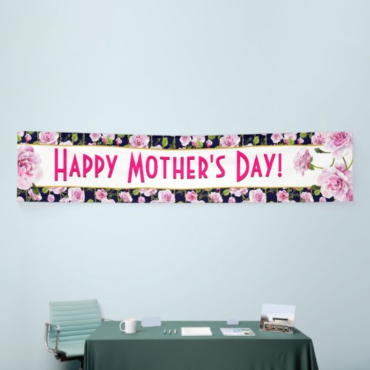 Moderne Roze roze rozen | Moederdag-banner Spandoek (Beurs)