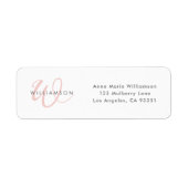 Moderne Roze Roze Script Monogram Etiket (Voorkant)