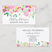 Moderne roze roze waterverf make-up visitekaartje (Voorkant / Achterkant)