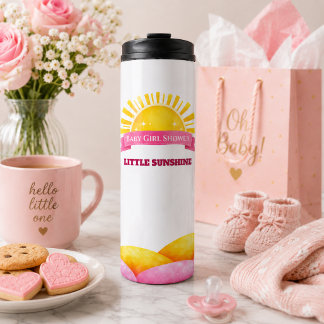 Moderne Roze Roze Zonneschijn Baby Shower Feest Thermosbeker