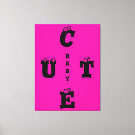 Moderne roze roze zwarte vormgeving schattige baby canvas afdruk