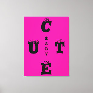 Moderne roze roze zwarte vormgeving schattige baby canvas afdruk