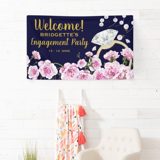 Moderne roze rozen parels Verloving Spandoek (Insitu)