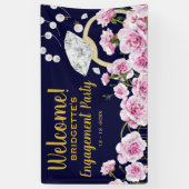 Moderne  roze rozen parels Verloving Spandoek (Verticaal)